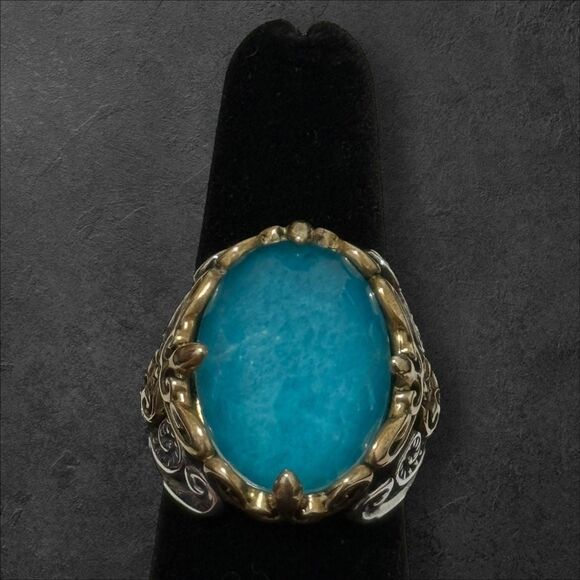 Carolyn Pollack Relios Size 8 Sterling & Brass Statement Ring - Picture 3 of 5